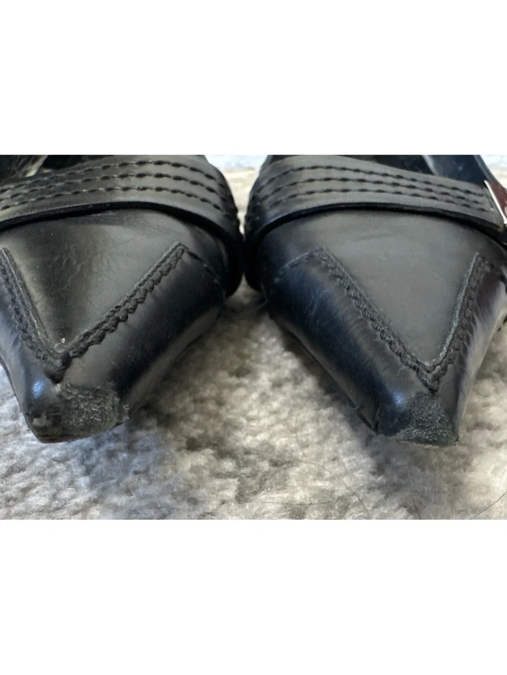 Dior Black Pointed Toe Leather Slip-On Flats with Silver Logo Size 38 - Picture 3 of 7